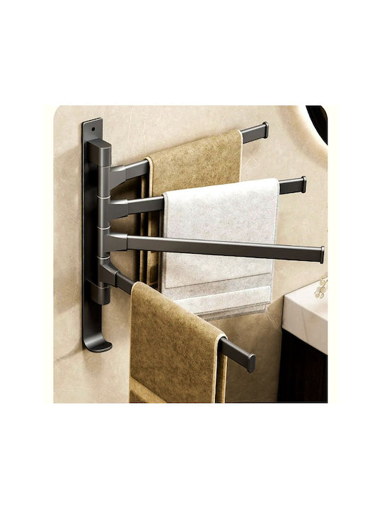 Calea ferată de Baie cu 4 Locuri De Perete cu șuruburi ​31.5x31.5cm Negru