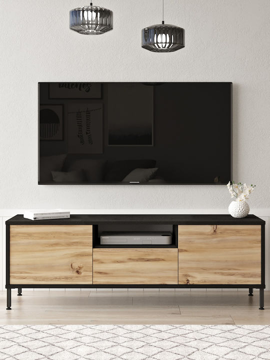 TV Stand Wooden Argyll Natural/black L140xW35.5xH46.4cm