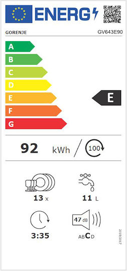 Gorenje Vollintegrierter Geschirrspüler für 16 Gedecke B59.8xH81.6cm