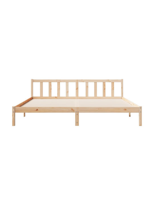 King Size Holzbett Braun mit Lattenrost für Matratze 200x220cm