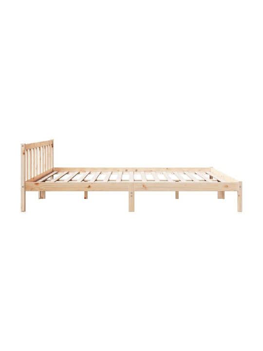 King Size Holzbett Braun mit Lattenrost für Matratze 200x220cm