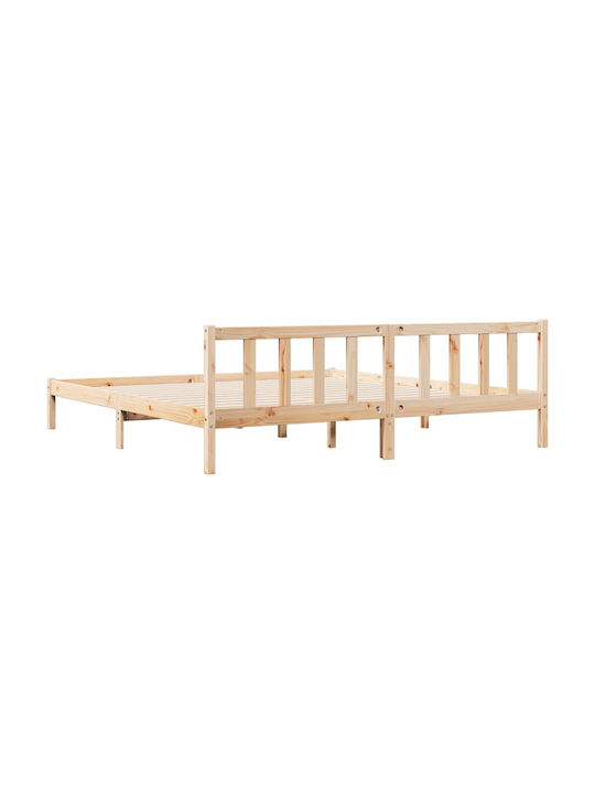 King Size Holzbett Braun mit Lattenrost für Matratze 200x220cm
