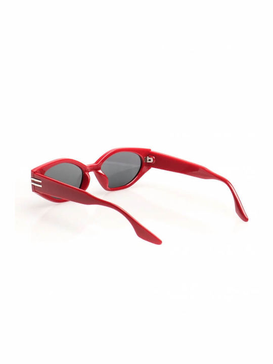 Luigi Women's Sunglasses with Red Plastic Frame and Gray Lens 3411405