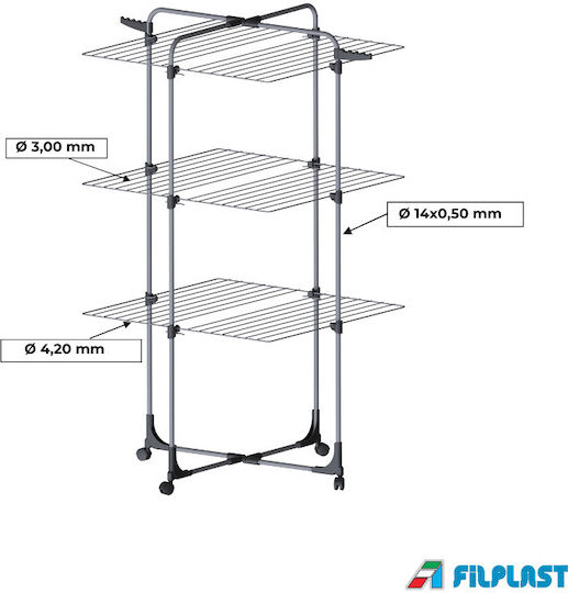 Filplast Metallic Folding Floor Clothes Drying Rack with Hanging Length 34m