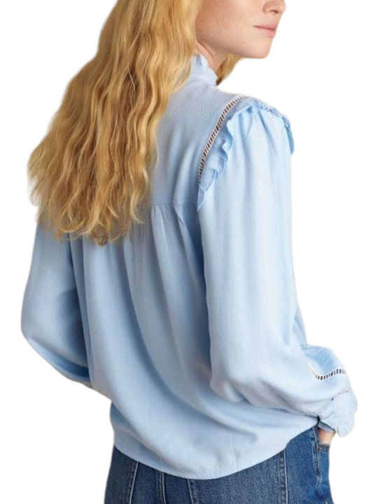 Μακρυμάνικο Γυναικείο Πουκάμισο Light Blue Floral