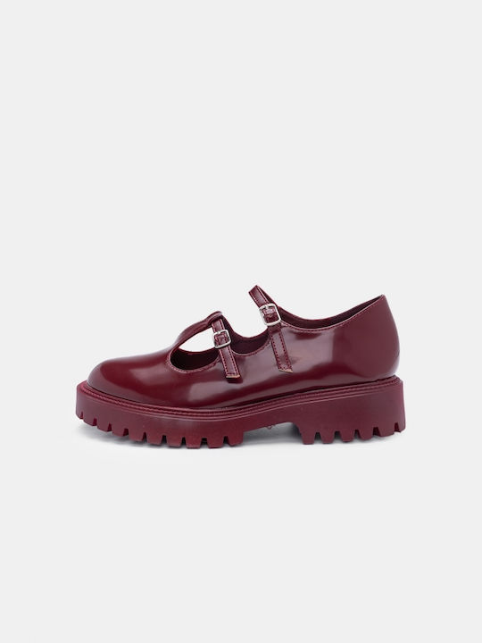 Mocasini Mary Jane din piele ecologică Bordeaux