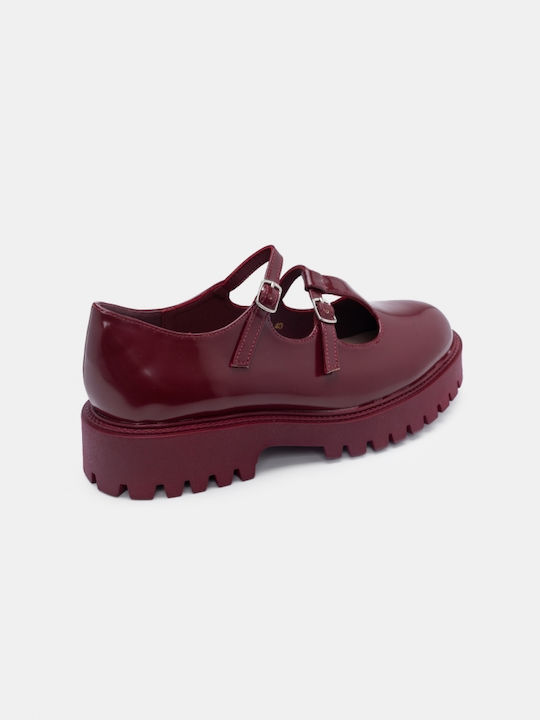 Mocasini Mary Jane din piele ecologică Bordeaux