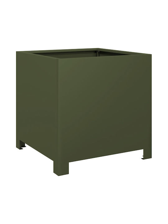 vidaXL Garden Set 2 Planters Metal Olive, Green