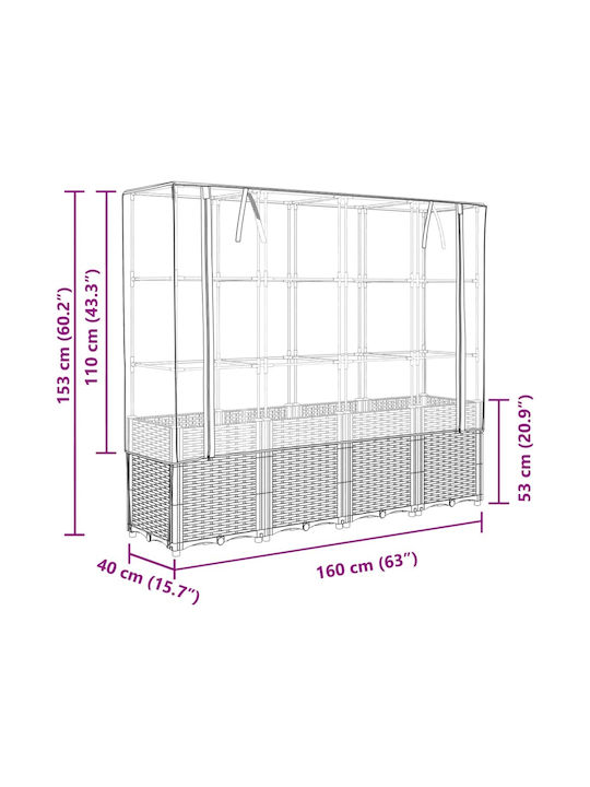vidaXL Planter Box Plastic Bronze 160x40x153cm.