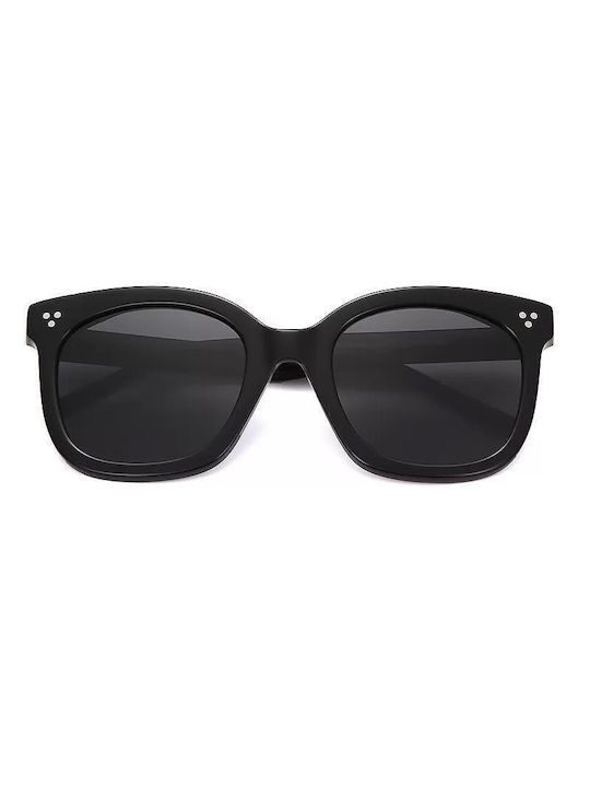 Polareye Women's Sunglasses with Black Plastic Frame and Black Polarized Lens