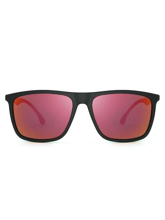 Polareye Sunglasses with Black Plastic Frame and Red Polarized Mirror Lens