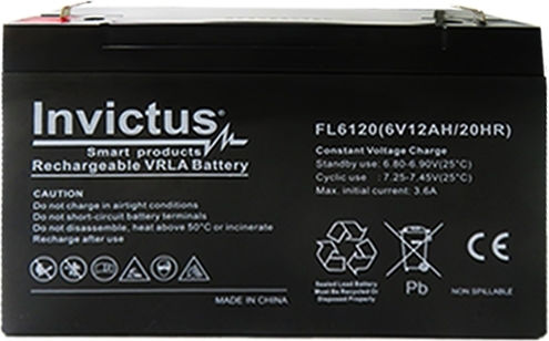 Invictus Μπαταρία UPS με Χωρητικότητα 12Ah και Τάση 6V 07.02.0177 1τμχ