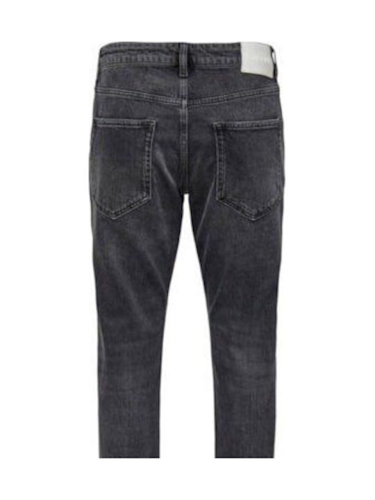 Ανδρικό Παντελόνι Τζιν με Loose Tapered Εφαρμογή black denim
