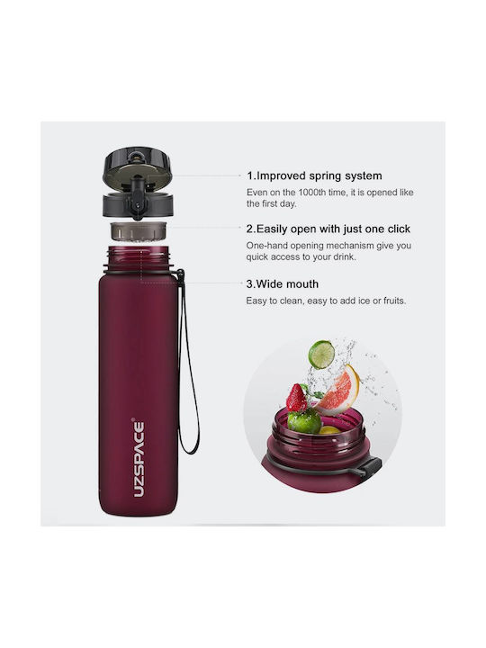 Uzspace Leakproof Tritan Bpa Free Бутилка Пластмаса За колоездене 1000мл Оранжев
