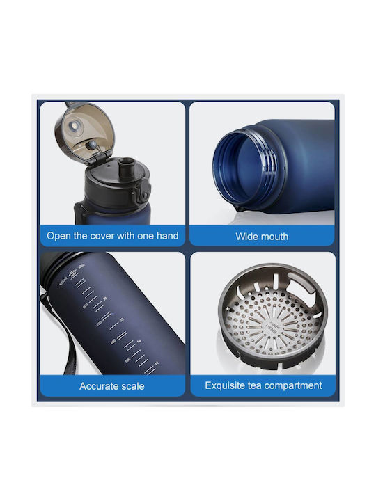 Uzspace Leakproof Tritan Bpa Free Παγούρι Πλαστικό Ποδηλάτου 1000ml Μαύρο