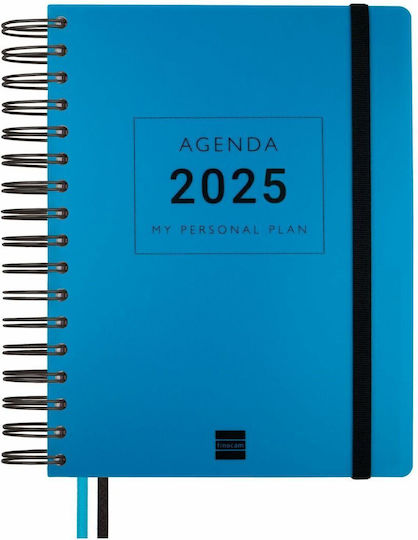 Finocam Weekly Agendas 2024/25 Blue Spiral 15.5x21.7cm