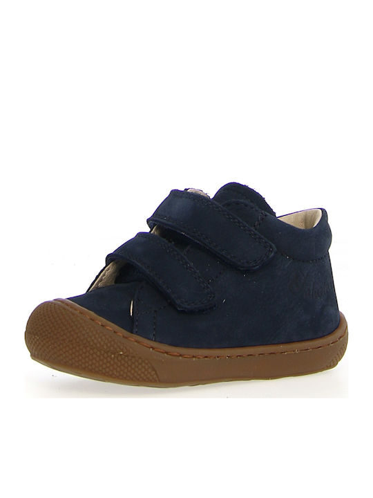 Anatomical Leather Kids Boots with Velcro Blue