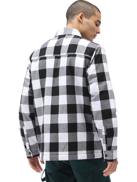 Sacramento Long Sleeve Flannel Overshirt Regular Fit Checked Black