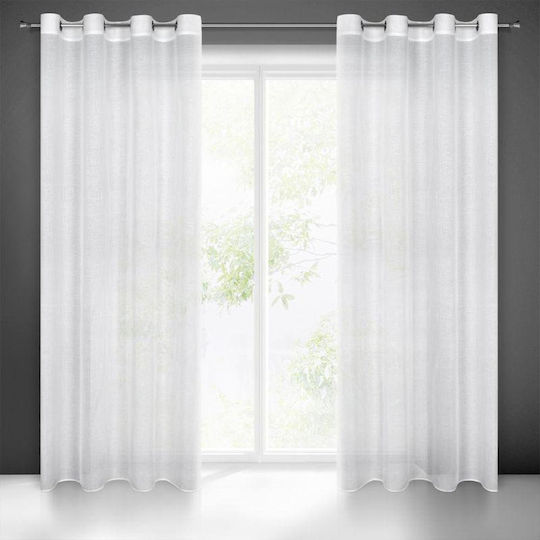Eurofirany Κουρτίνα με Τρουκς Cindy Λευκή 140x250εκ.