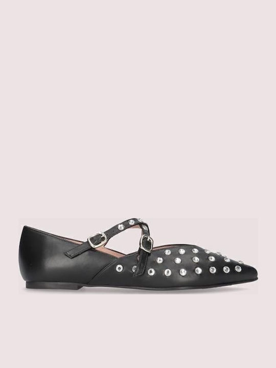 Ella Leder Damen Ballerinas in Schwarz Farbe