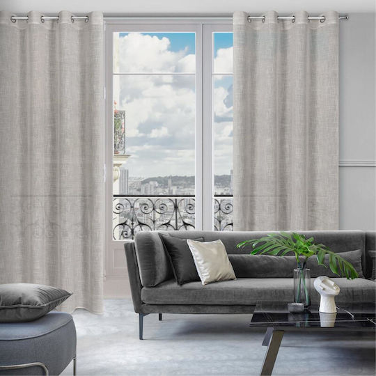 Eurofirany Κουρτίνα με Τρουκς Γκρι 140x250εκ.
