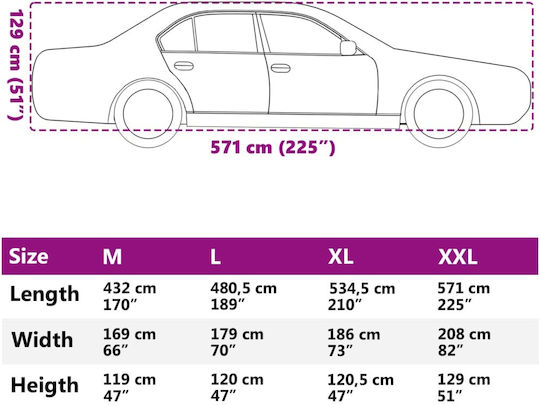 vidaXL Covers 432x169x119cm Waterproof XLarge for Sedan Secured with Straps