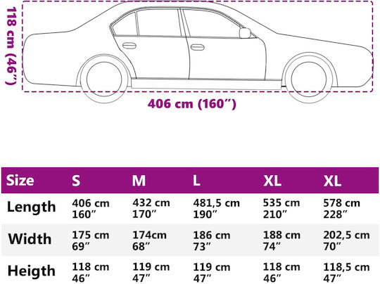 vidaXL Covers 406x175x118cm for Hail Waterproof XLarge for Sedan Secured with Straps