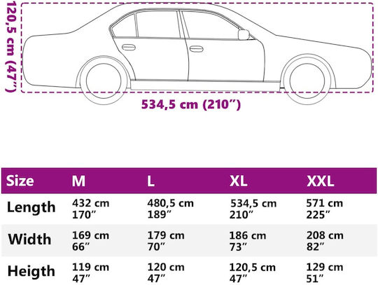 vidaXL Covers 534x186x120cm Waterproof XLarge for Sedan Secured with Straps