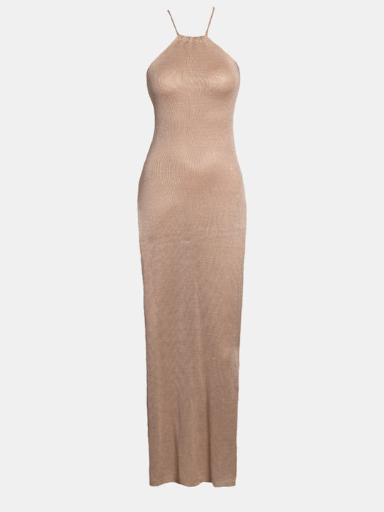 Rochie Maxi Tricotată Fără Mâneci Bej Bej