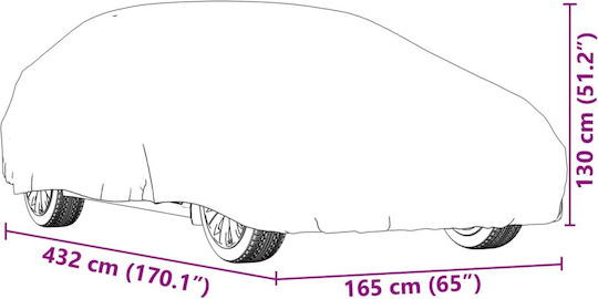 vidaXL Κουκούλα 432x165x130cm Αδιάβροχη XLarge για Sedan που Στερεώνεται με Ιμάντες
