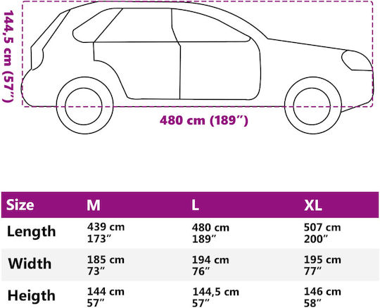 vidaXL Κουκούλα 480x178x130cm Αδιάβροχη XLarge που Στερεώνεται με Ιμάντες