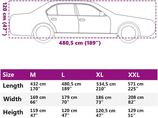 vidaXL Abdeckungen 480x179x120cm Wasserdicht XLarge für Limousine mit Gurten befestigt