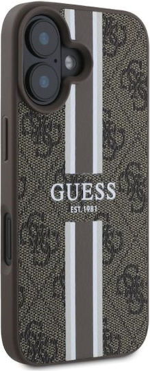 Guess 4g Printed Stripes Back Cover Plastic Brown (iPhone 16)