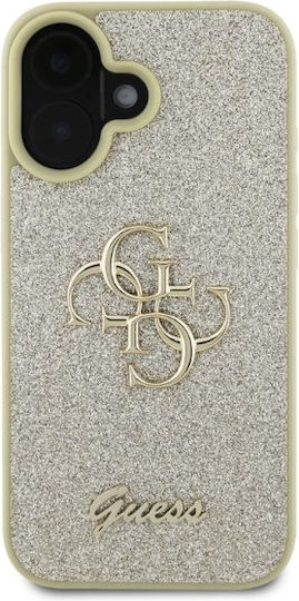 Guess Fixed Glitter Umschlag Rückseite Kunststoff Gold (iPhone 16)