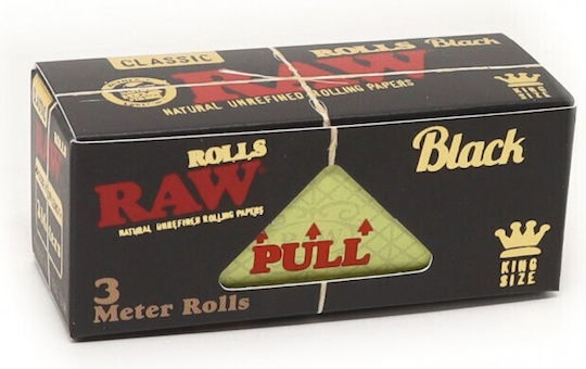 Raw Black Roll Classic King Size Unrefined 3 Μέτρα Κουτι 12 Τεμ