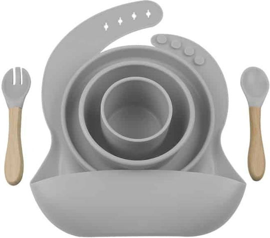 Minikoioi Feeding Set Blw Iii made of Silicone Gray 6pcs