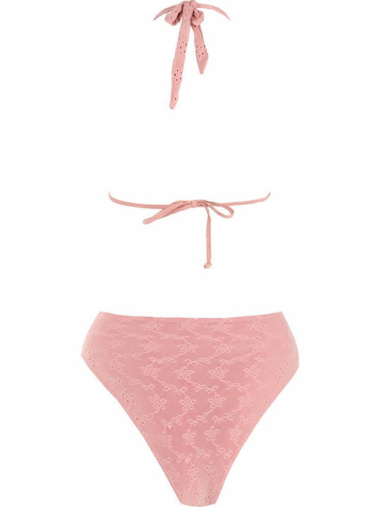 Set Bikini Gigi cu Talie Înaltă din Dantelă 3118841-Trandafir Prafuit