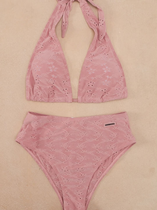 Set Bikini Gigi cu Talie Înaltă din Dantelă 3118841-Trandafir Prafuit
