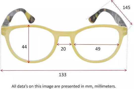 Silac Lesebrille +2.50 in Gelb Farbe