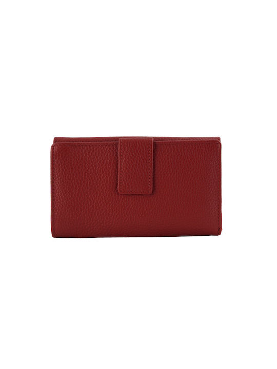 Ginis Large Leather Women's Wallet with RFID Red