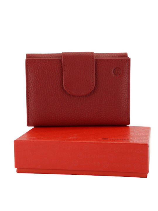 Small Leather Women's Wallet with RFID Red