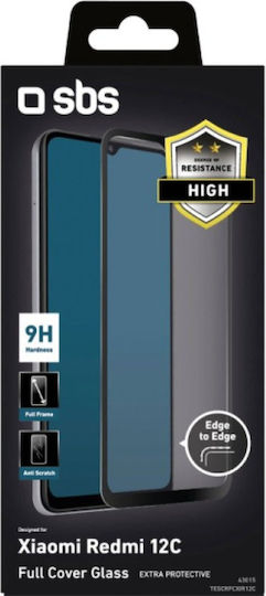SBS Full Face Tempered Glass Μαύρο (Redmi 12C)