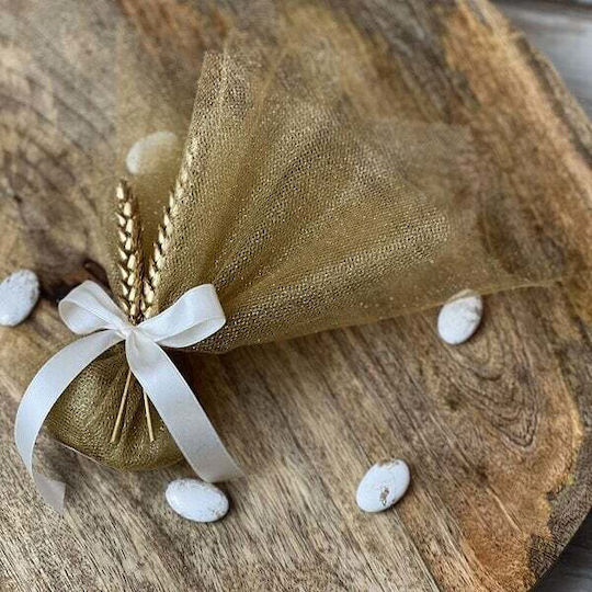 Glitzer-Tüll Taschentuch Gold 40x40cm Set mit 50 Stück