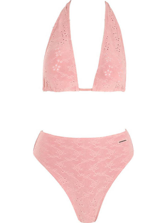 Set Bikini Gigi cu Talie Înaltă din Dantelă 3118841-Trandafir Prafuit