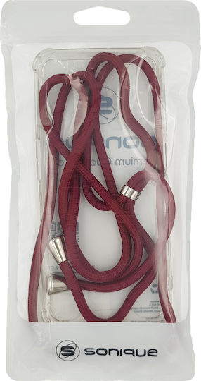 Sonique Armor Clear Silicone Case with Lanyard for Honor Magic6 Lite 5G Bordeaux