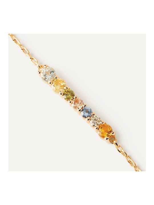 P D Paola Bracelet Chain made of Silver Gold Plated with Zircon