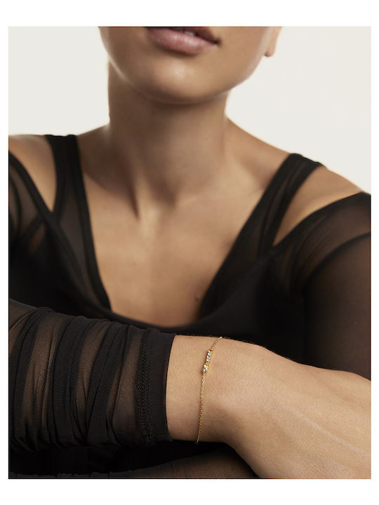 P D Paola Women's Silver Chain Bracelet Gold Plated with Zircon 19cm