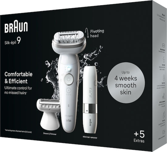 Braun Silk-épil 9 Αποτριχωτική Μηχανή Epilator για Πρόσωπο & Σώμα