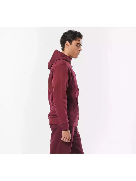 Body Action Men's Sweatshirt Jacket with Hood Purple