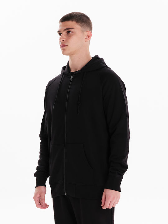 Emerson Men's Sweatshirt Jacket with Hood and Pockets Black